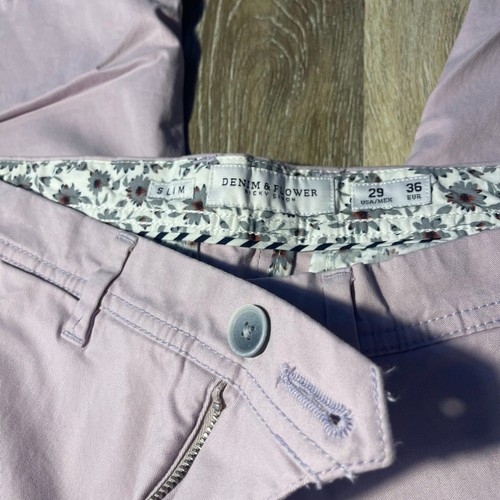 Denim And Flower Slim Light Purple Flowers Long Pants Men's 29x29 Power Stretch - Picture 5 of 5