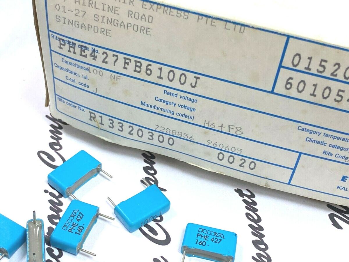 10pcs- RIFA PHE427 0.1uF 160V 5% pitch:15mm Capacitor 10pcs- RIFA PHE427 0.1uF 160V 5% pitch:15mm Capacitor