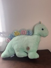 VTG Eden Toys Wind-Up Musical Green Pastel Dinosaur Plush Baby Brontosaurus Toy