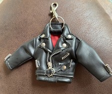 Biker Black Leather Jacket Key Chain