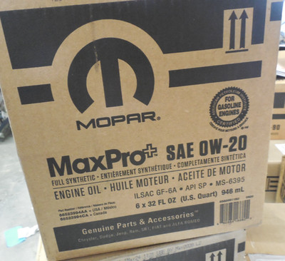 One Case of 6 Quarts SAE 0W-20 Engine Oil Genuine Mopar 68523994AA 68523994