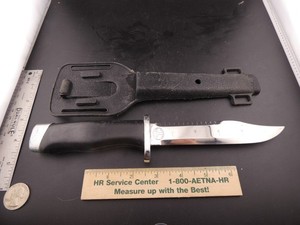 Vintage Aqua Lung US Divers Diving Knife 6”Blade & Sheath Stainless Steel Japan