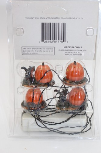 Lemax Spooky Town Lighted Pumpkin Set of 4 with Black Cats 2000 Retired #04470 - Picture 4 of 5
