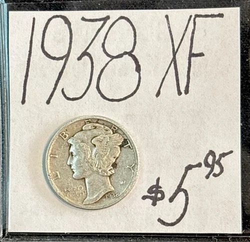 1938 Mercury Silver Dime (XF) Extra Fine Condition! ENN Coins