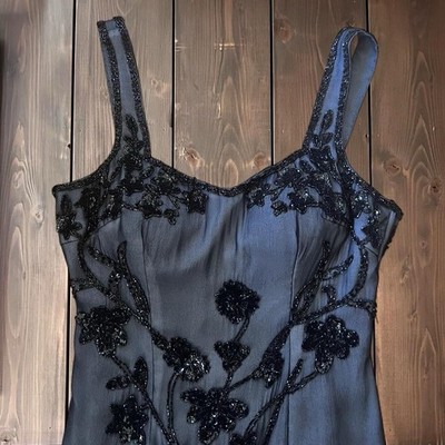 Vintage Kay Unger 100% Silk Beaded Evening Gown Size 10