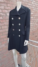 DOLCE & GABBANA Coat Jacket Black Silver Button Double Breasted Wool SZ IT 44 M