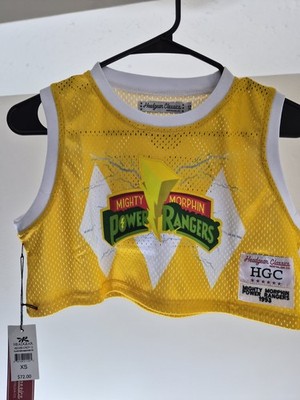 Headgear Classics Power Rangers Women s XS Cropped Mesh Tank Yellow/White HGC050