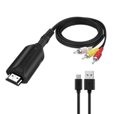 Composite AV/RCA CVBS to HDMI Cable Adapter 1080P Video Audio Converter Mi...