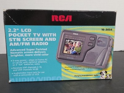 Vintage RCA 2.2'' LCD Pocket TV AM/FM Radio 16-3054 Television New