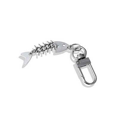 Fish Bone Keychain Funny Fishing Key Pendant Backpack Car Key Ring
