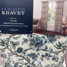 2 Curated Kravet Jacobean Floral Garden Rod Pocket Window Panel 96 New
