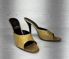 GUCCI Tan Croc leather Stiletto Mules Heels Sz 8.5
