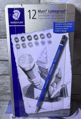 Staedtler Mars Lumograph Drawing Pencils 12 Tin Set 100 G12 Sketching New