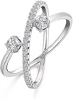Women's Moissanite Open Cuff Ring 925 Silver Two Stone Diamond Alternative Sz 7