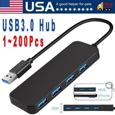 4 Port USB 3.0 Hub Splitter Multi Adapter 5Gbps High Speed PC Desktop Laptop Lot
