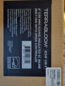 Terrabloom ECMF-150-S 6" sound insulated  Inline duct fan speed con tent grow