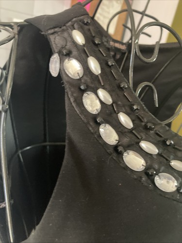 My Michelle Damen schwarz weiß gepunktet Fit N Flare Träger Rüschen Kleid Größe 16 - Bild 4 von 5