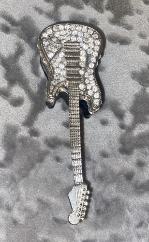 Scatola portapillole magnetica gioiello forma chitarra con strass smalto - Foto 22 di 23