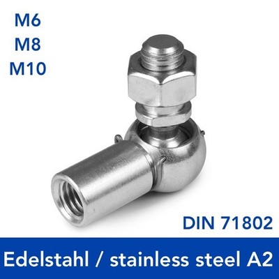 Edelstahl V2A Winkelgelenk Kugelgelenk CS RH DIN 71802 - Rechtsgewinde M6 M8 M10