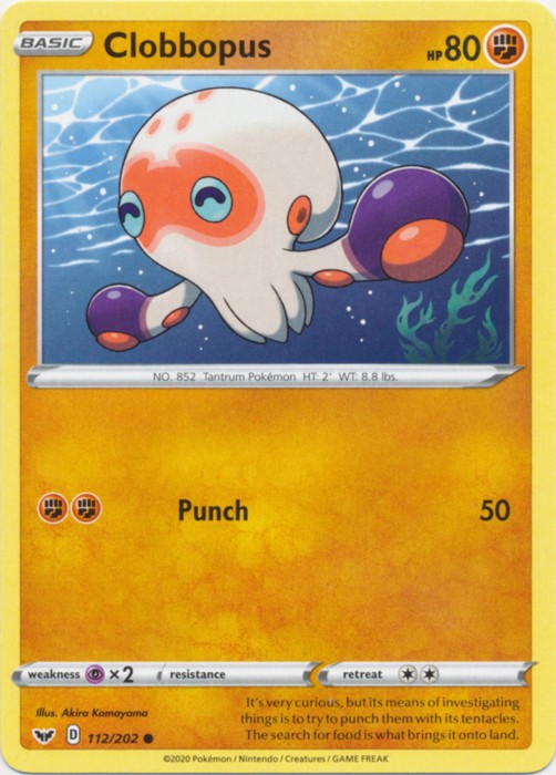 Clobbopus - 112/202 - Common (Hp) Sword & Shield Base Set - Fighting Pokémon