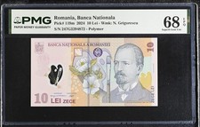Romania 10 Leu 2024 P 119 m Polymer Superb Gem UNC PMG 68 EPQ