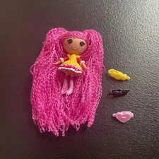 Lalaloopsy Mini Crumbs Sugar Cookie Loopy Hair Figure Doll Barrette Pink Set