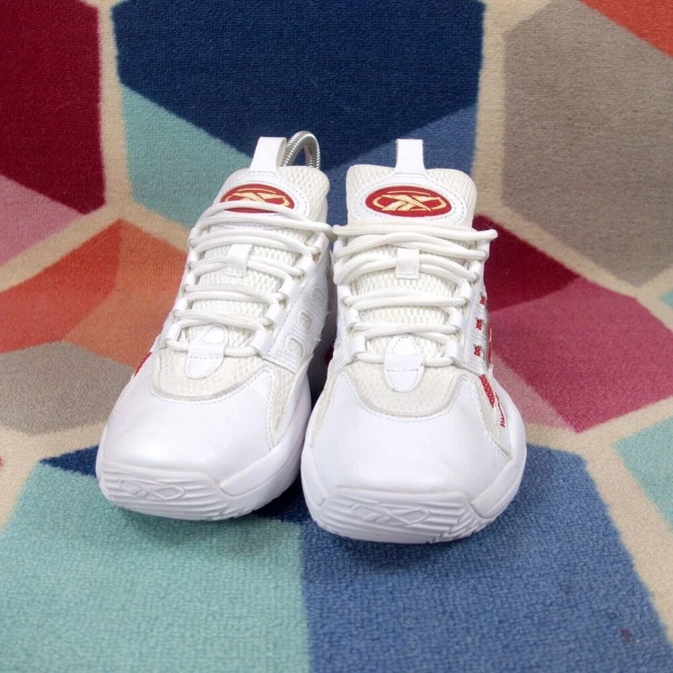 Zapatos de baloncesto Reebok Iverson Solution Mid blancos rojos para niños talla 3,5 EE. UU. Foto 2 de 4