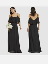 Show Me Your Mumu Bridesmaids Dresses Caitlin Ruffle Maxi Dress Chiffon Black S