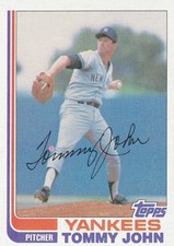 1982 Topps Baseball New York Yankees Tommy John Trading Card