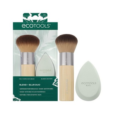 EcoTools Blend + Blur Makeup Brush and 2 Count (Pack of 1), Green Tan 