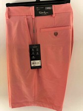 Walter Hagen Men's 9" Inseam Performance 11 Micro Lines Pink Shorts Size 34 NWT