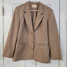 VTG Pendleton Women s 10 Blazer Jacket 100 Virgin Wool Tan Brown Made In USA