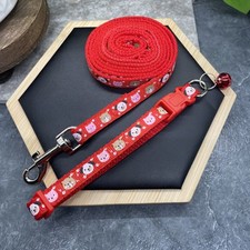 Dog Cat Collar  Leash Set Polypropylene Adjustable Small-Medium Pet New Red