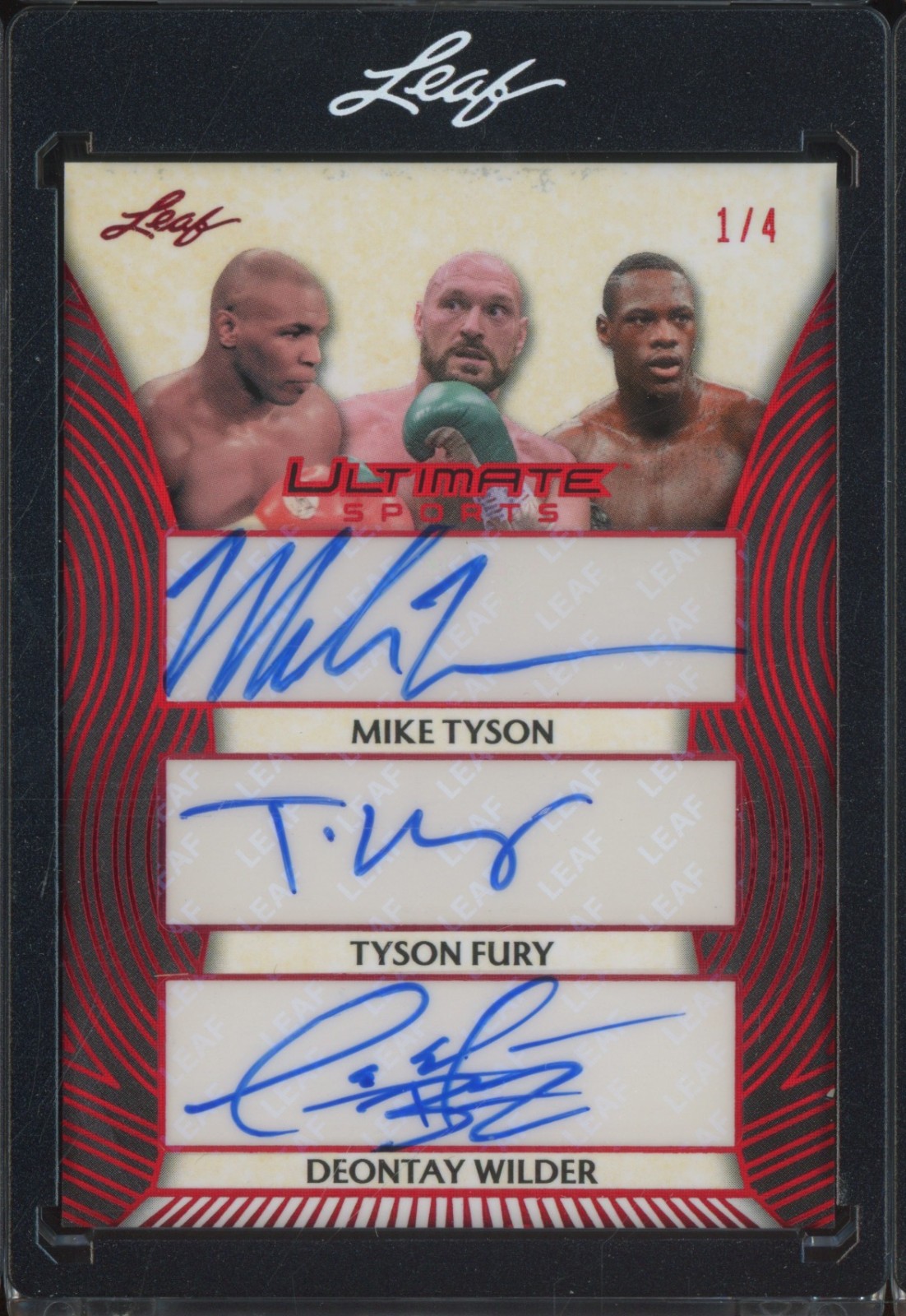 2026 Leaf Ultimate Sports Red Foil Mike Tyson Tyson Fury Deontay Wilder 1/4 Auto