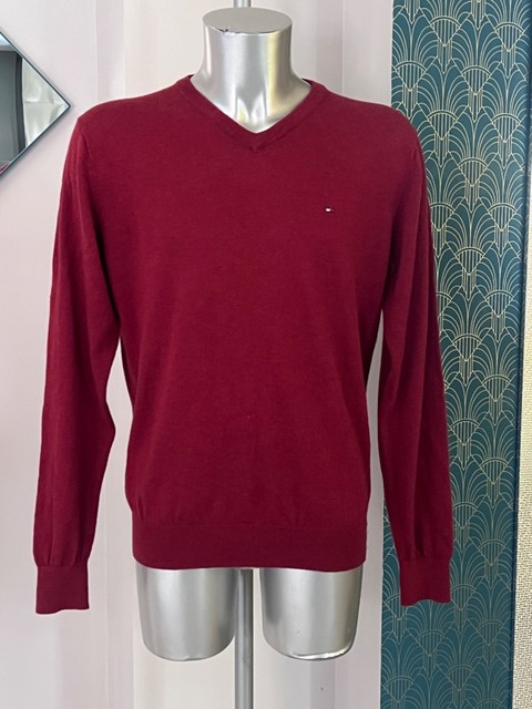 pull col V homme laine d'agneau TOMMY HILFIGER taille L TRES BON ÉTAT