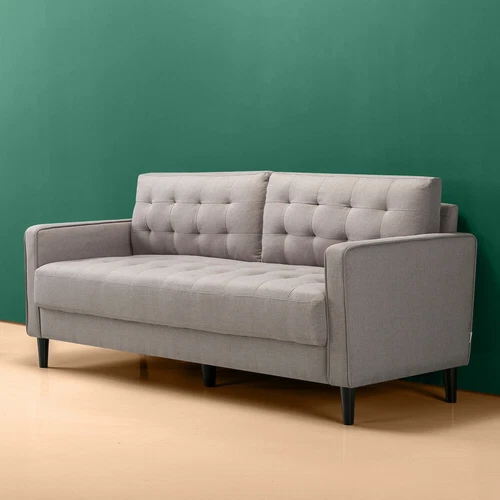 Zinus Mid-Century Retro 3 Seater Sofa Lounge Futon Couch Suite Fabric Grey 194cm - Picture 6 of 8