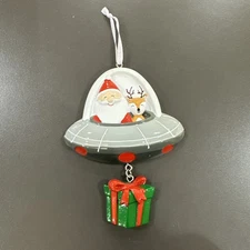 Santa & Reindeer in Spaceship Personalized Christmas Ornament Polar X