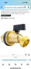 rain Barrel Spigot kit, Brass GHT 3/4 Water tank Faucet, Bulkhead Valve for 5...