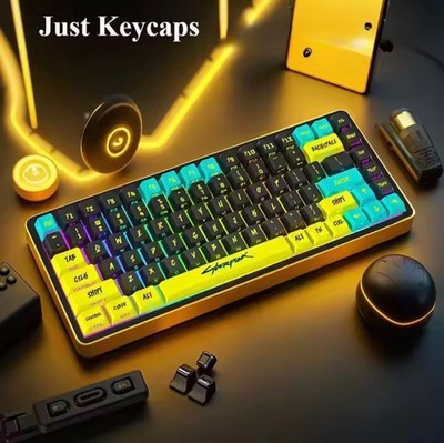 Cyberpunk 129 Tasten PBT Keycaps Cherry Profil seitlich graviert transluzent Keycaps