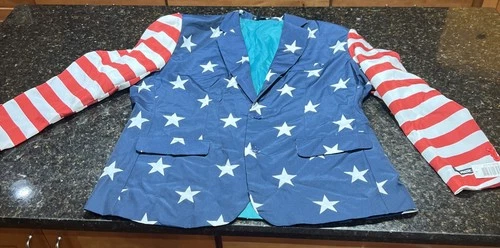  Suitmeister USA Flag Patriotic Blazer Men's Size 2XL NWT 4th of July Halloween - product listing photo