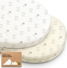 2-Pack Organic Bassinet Sheets for Girls, Boys - 100 Cotton Bassinet Mattress S