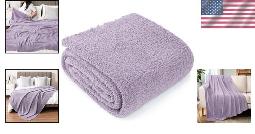 Luxury Lavender Lilac Throw Blanket - Super Soft Lightweight 60x80 Inches - Picture 2 of 10