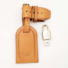 100 Authentic Louis Vuitton Luggage Tag, Name Tag and Gold Padlock with Key