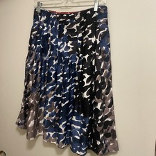 Anthropologie Maeve Womens Pleated Midi Skirt Size 2 Waist 27 Blue Abstract