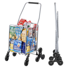45L Foldable Stair Climbing Cart with 360 Swivel Wheels Silver