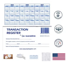 Compact 12-Pack Check Transaction Registers with Easy-to-Read Layout & Calendars