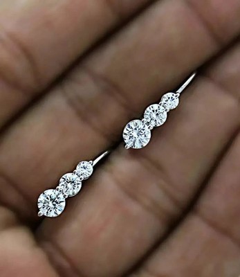 Ohrhänger 2 Karat Rundschliff weißer Moissanit Ohrhänger 14 Karat Weißgold vergoldet