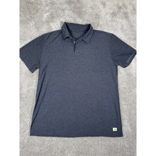 Vuori Strato Tech Polo Men Large Charcoal Heather Gray Short Sleeve Active Shirt