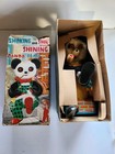Old 1950s Battery Operated Smoking & Shoe Shining Panda Bear In Box ALPS Japan  — photo 1