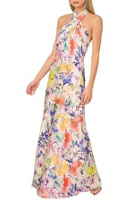Adrianna by Adrianna Papell Womens Crossover-Neck Satin Gown 12 Ivory NWT 245
